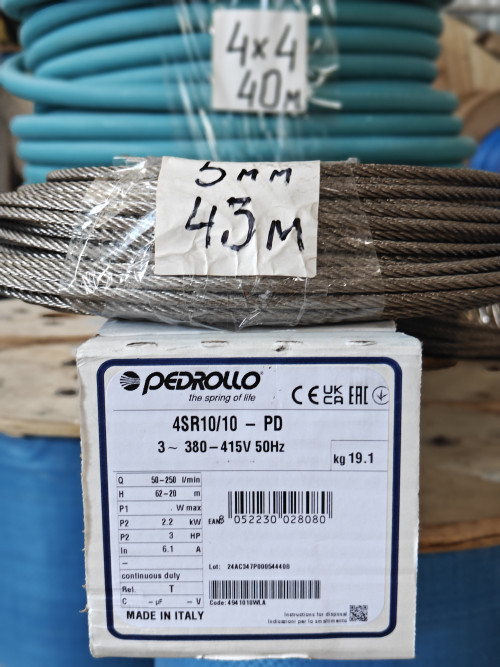 Скважинный насос Pedrollo 4SR10/10-PD ​Скважинный насос Pedrollo 4SR10/10 используется в неглубоких скважинах, обладающих при этом большой производительностью.
Рабочая точка: 13 м3/ч с 16 метров

Максимальный напор 60 метров

Насос имеет диаметр 100 мм. Корпус выполнен из нержавеющий стали.

Выходной патрубок 2 дюйма

Напряжение 380В (есть также однофазная модель)

Мощность двигателя 1,5 кВт
Гарантия 2 года